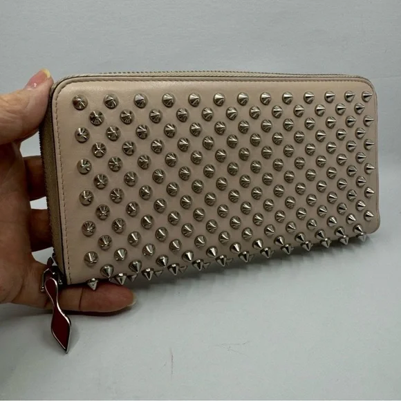 Christian Louboutin Blush zip around Studded Wallet